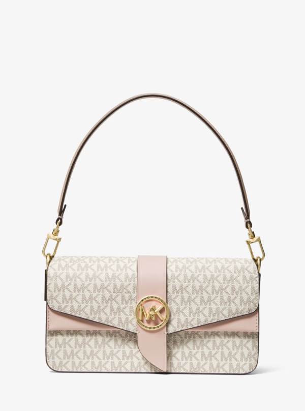 Damske Taška Cez Rameno Michael Kors Greenwich Medium Logo Ruzove - Kabelky Michael Kors Lacne | ALJGP-3502